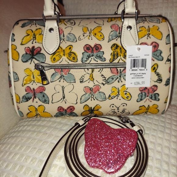 Coach NWT Rowan Satchel Crossbody w/ Butterfly Print & New Butterfly Mirror - Picture 3 of 15